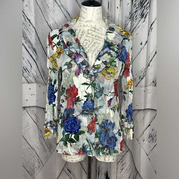Alberto Makali Butterfly/Floral Mesh Blazer - Size M - Picture 1 of 9